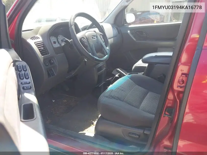 2004 Ford Escape Xlt VIN: 1FMYU03194KA16778 Lot: 42771018