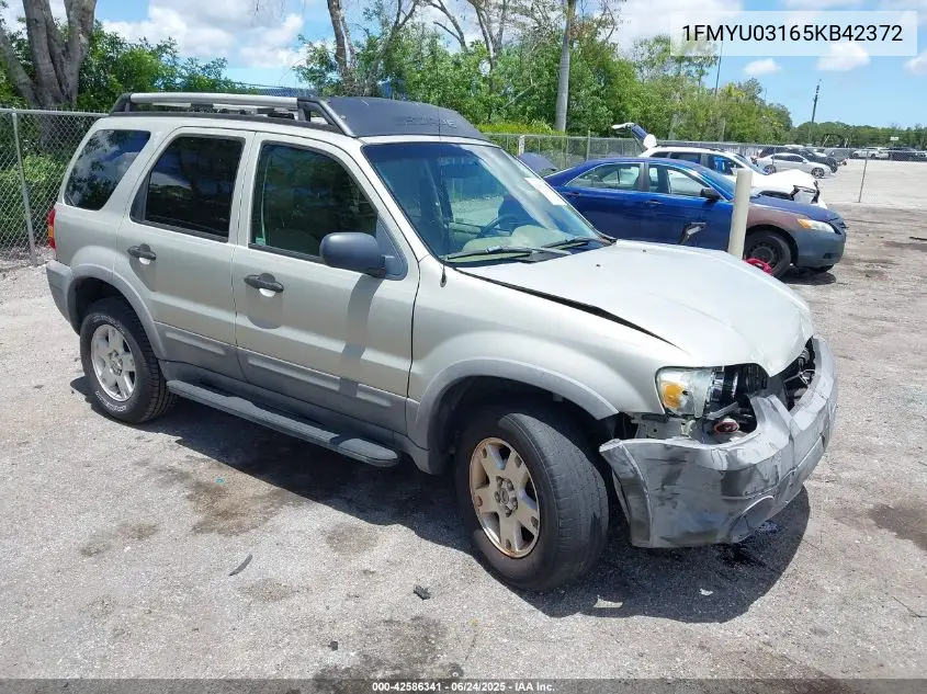2005 Ford Escape Xlt VIN: 1FMYU03165KB42372 Lot: 42586341