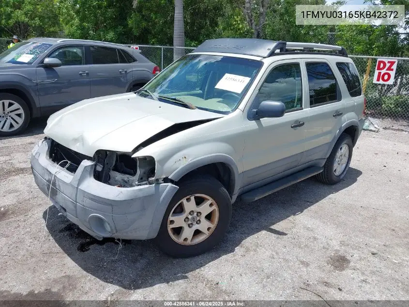 2005 Ford Escape Xlt VIN: 1FMYU03165KB42372 Lot: 42586341