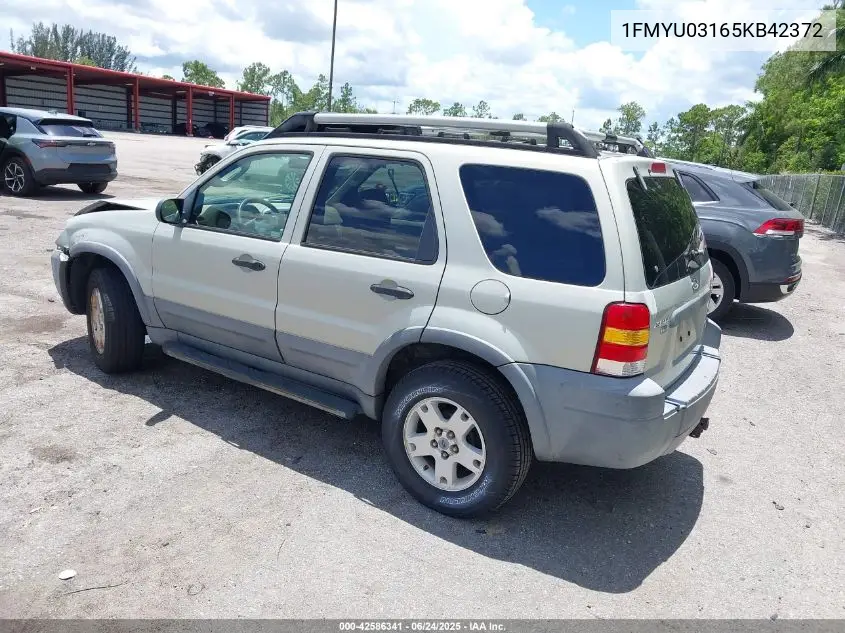 2005 Ford Escape Xlt VIN: 1FMYU03165KB42372 Lot: 42586341
