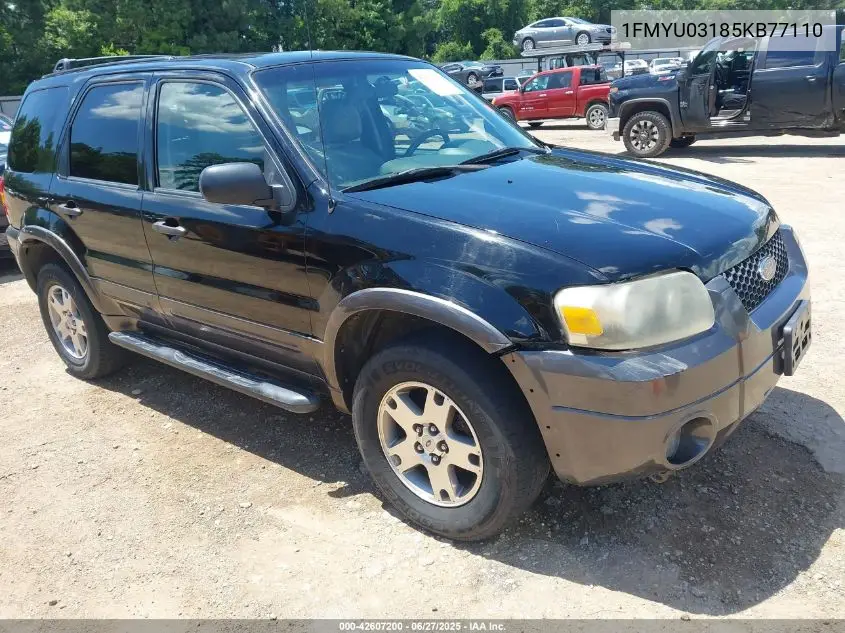 2005 Ford Escape Xlt VIN: 1FMYU03185KB77110 Lot: 42607200