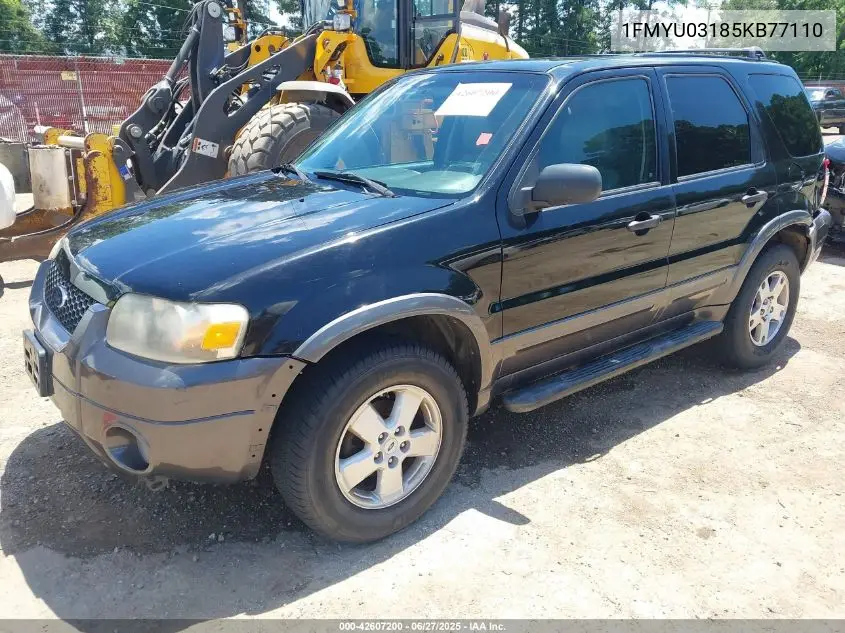 2005 Ford Escape Xlt VIN: 1FMYU03185KB77110 Lot: 42607200
