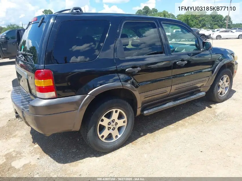 2005 Ford Escape Xlt VIN: 1FMYU03185KB77110 Lot: 42607200