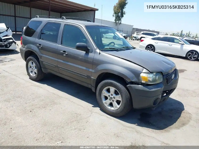 2005 Ford Escape Xlt VIN: 1FMYU03165KB25314 Lot: 42607793