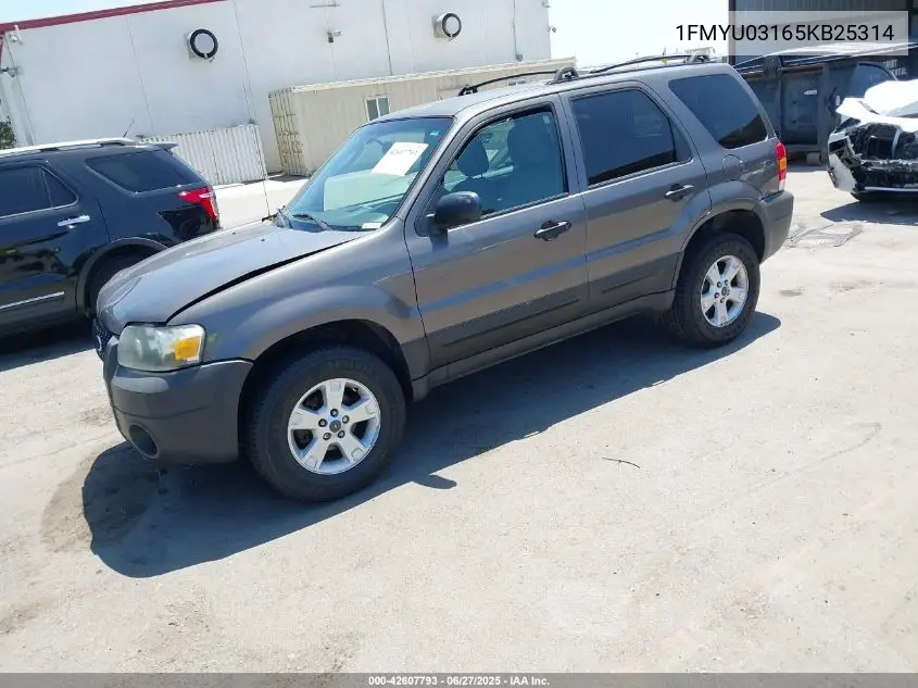 2005 Ford Escape Xlt VIN: 1FMYU03165KB25314 Lot: 42607793