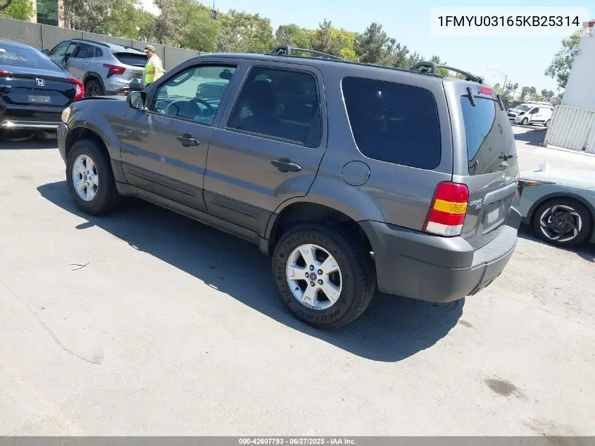 2005 Ford Escape Xlt VIN: 1FMYU03165KB25314 Lot: 42607793