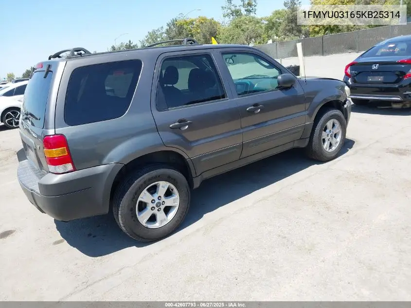 2005 Ford Escape Xlt VIN: 1FMYU03165KB25314 Lot: 42607793