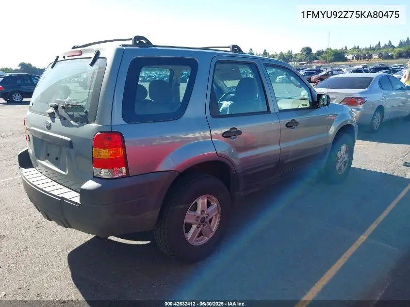 2005 Ford Escape Xls VIN: 1FMYU92Z75KA80475 Lot: 42632412