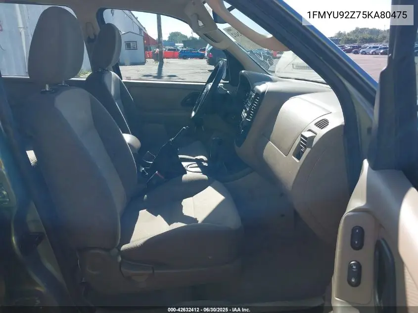 2005 Ford Escape Xls VIN: 1FMYU92Z75KA80475 Lot: 42632412