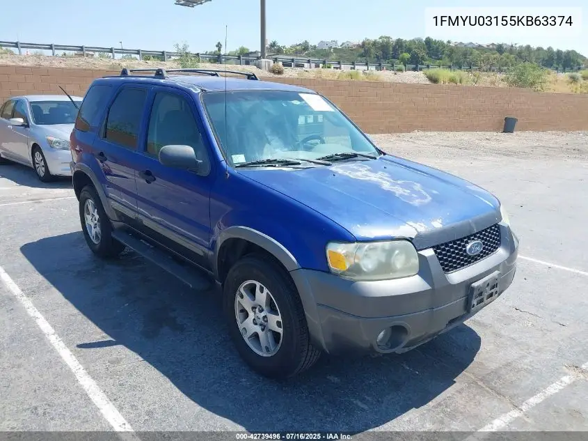 2005 Ford Escape Xlt VIN: 1FMYU03155KB63374 Lot: 42739496