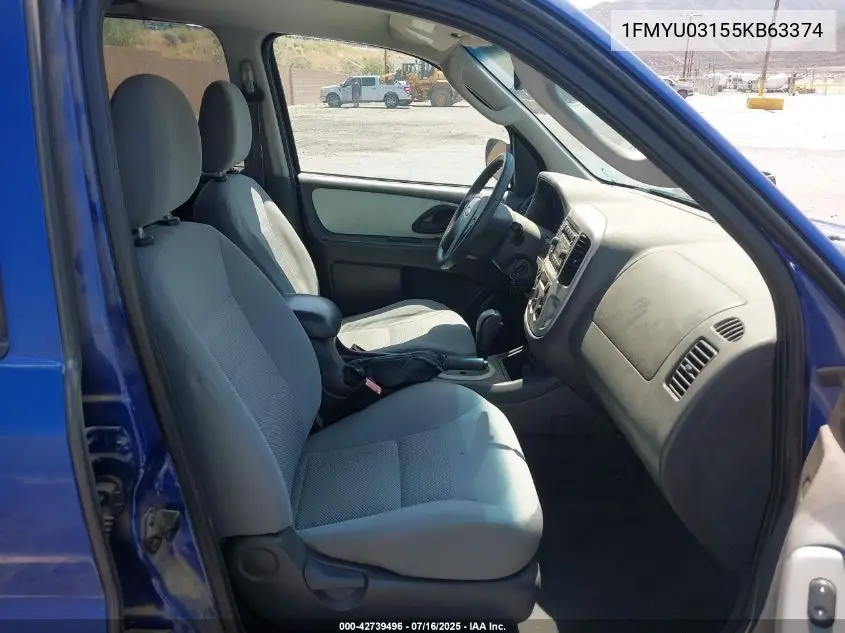 2005 Ford Escape Xlt VIN: 1FMYU03155KB63374 Lot: 42739496