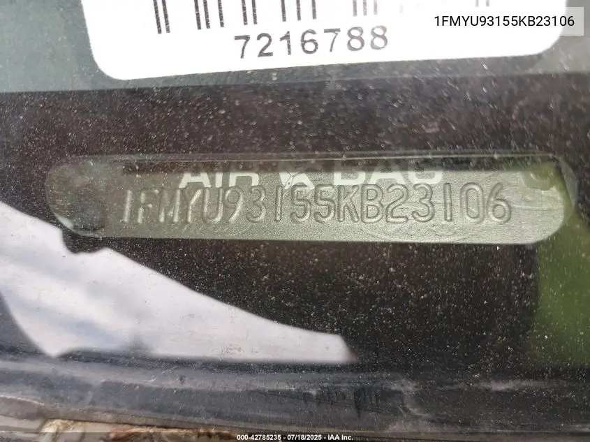 2005 Ford Escape Xlt VIN: 1FMYU93155KB23106 Lot: 42785235
