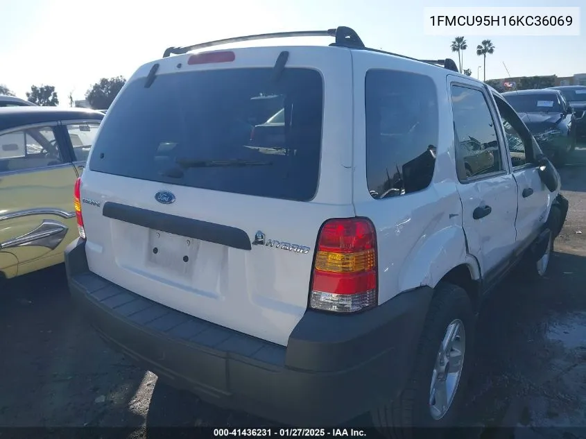 2006 Ford Escape Hybrid VIN: 1FMCU95H16KC36069 Lot: 41436231