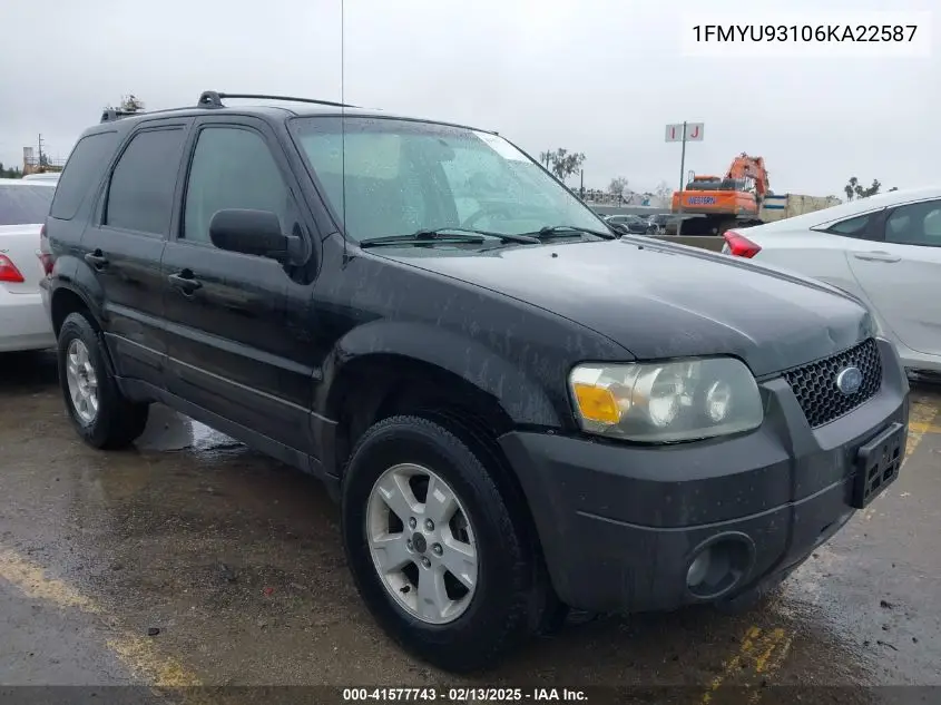2006 Ford Escape Xlt/Xlt Sport VIN: 1FMYU93106KA22587 Lot: 41577743