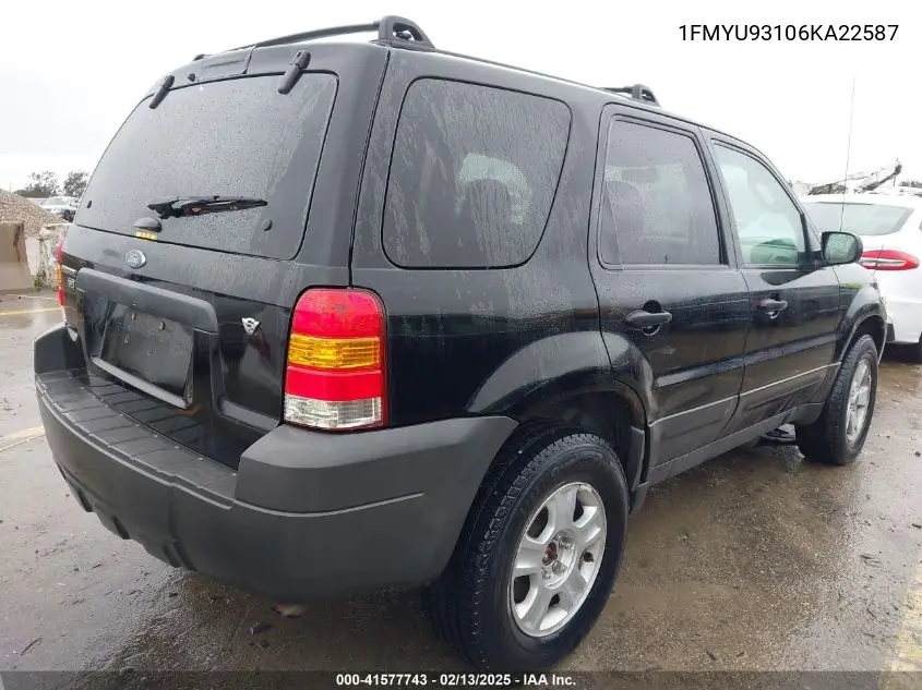 2006 Ford Escape Xlt/Xlt Sport VIN: 1FMYU93106KA22587 Lot: 41577743