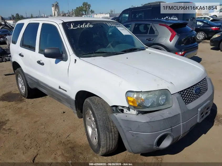 2006 Ford Escape Hybrid VIN: 1FMCU96H16KA61854 Lot: 42580035
