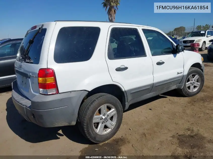 2006 Ford Escape Hybrid VIN: 1FMCU96H16KA61854 Lot: 42580035