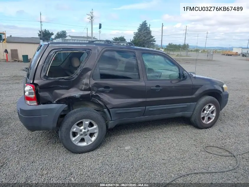 2006 Ford Escape Xlt VIN: 1FMCU03Z76KB67489 Lot: 42587124