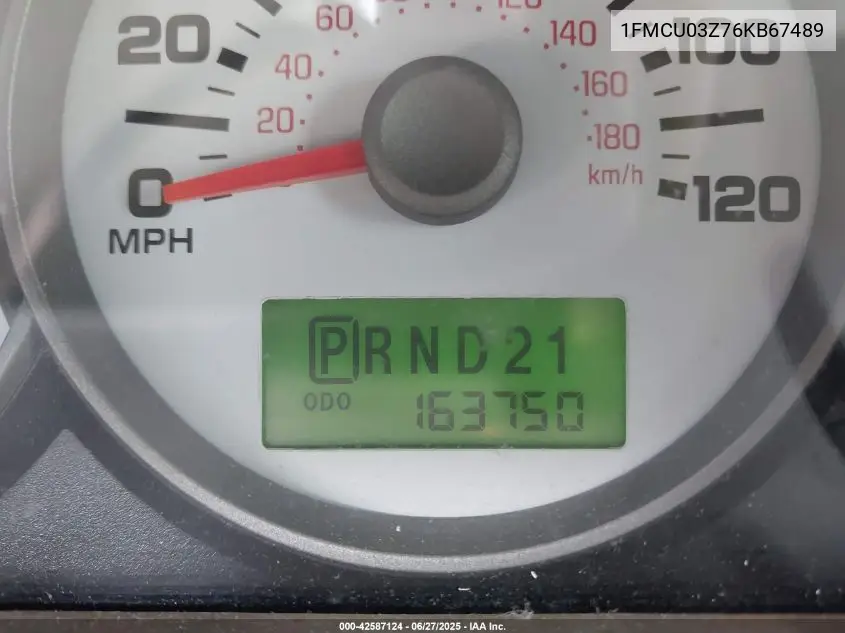 2006 Ford Escape Xlt VIN: 1FMCU03Z76KB67489 Lot: 42587124