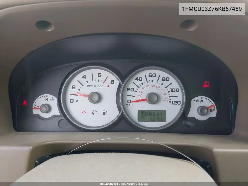 2006 Ford Escape Xlt VIN: 1FMCU03Z76KB67489 Lot: 42587124