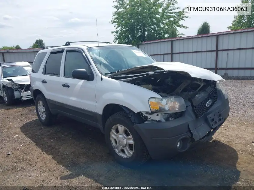 2006 Ford Escape Xlt/Xlt Sport VIN: 1FMCU93106KA36063 Lot: 42610043