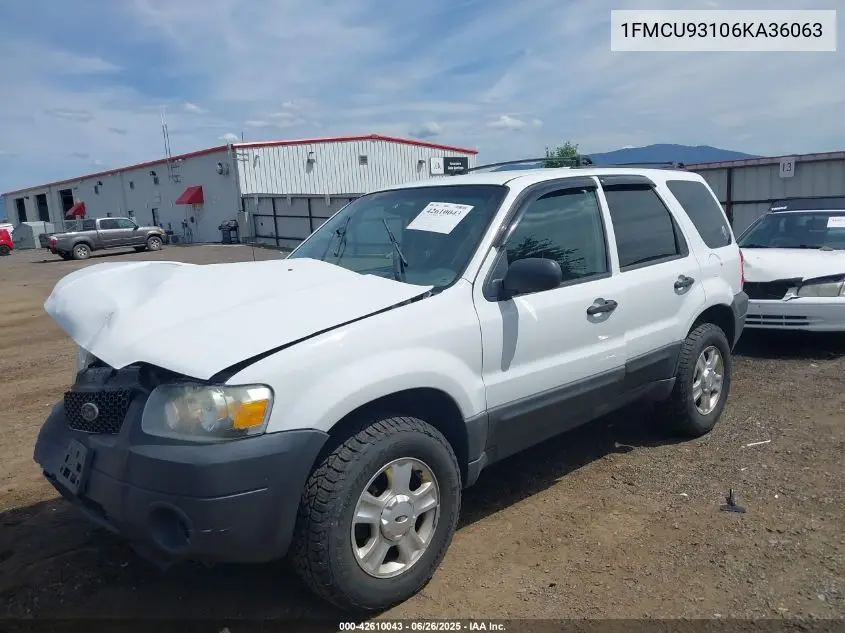 2006 Ford Escape Xlt/Xlt Sport VIN: 1FMCU93106KA36063 Lot: 42610043