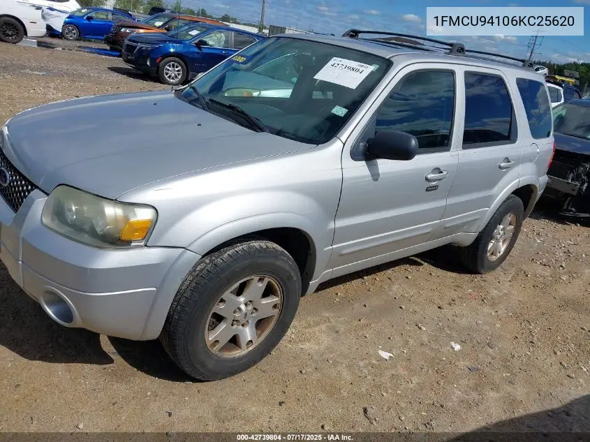 2006 Ford Escape Limited VIN: 1FMCU94106KC25620 Lot: 42739804