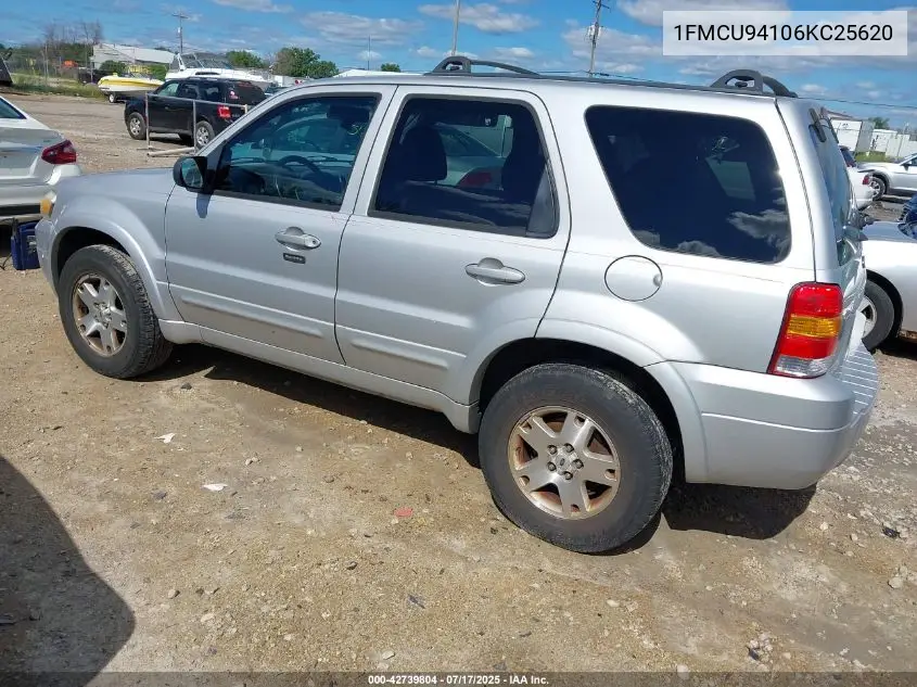 2006 Ford Escape Limited VIN: 1FMCU94106KC25620 Lot: 42739804