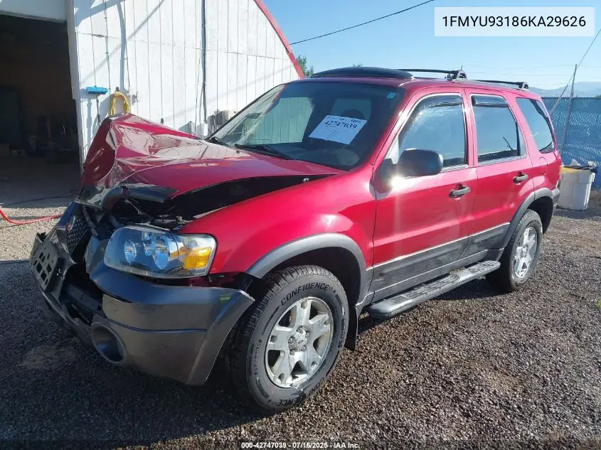 2006 Ford Escape Xlt/Xlt Sport VIN: 1FMYU93186KA29626 Lot: 42747039