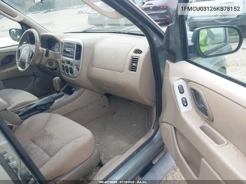 2006 Ford Escape Xlt/Xlt Sport VIN: 1FMCU03126KB78152 Lot: 42759568