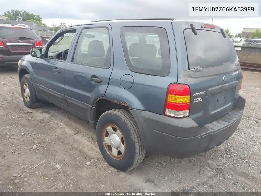 2006 Ford Escape Xls/Xls Manual VIN: 1FMYU02Z66KA53989 Lot: 42783537