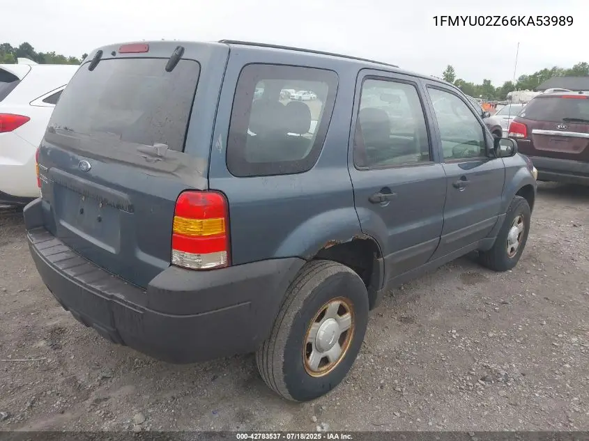 2006 Ford Escape Xls/Xls Manual VIN: 1FMYU02Z66KA53989 Lot: 42783537