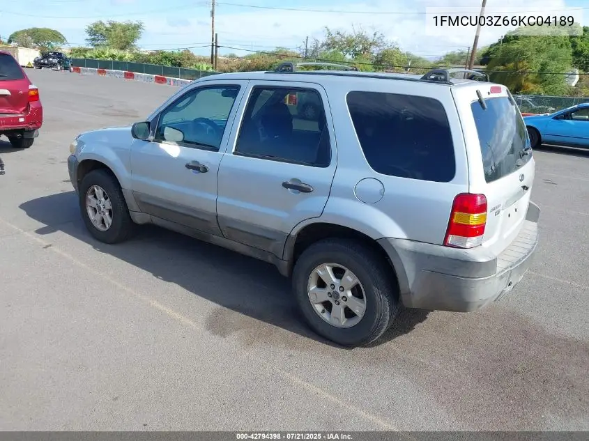 2006 Ford Escape Xlt VIN: 1FMCU03Z66KC04189 Lot: 42794398