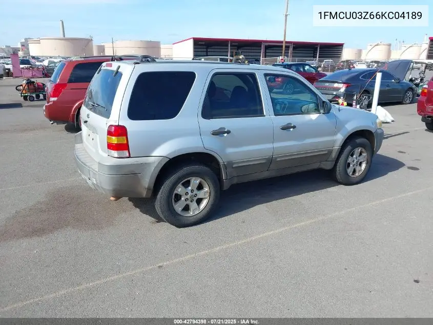 2006 Ford Escape Xlt VIN: 1FMCU03Z66KC04189 Lot: 42794398