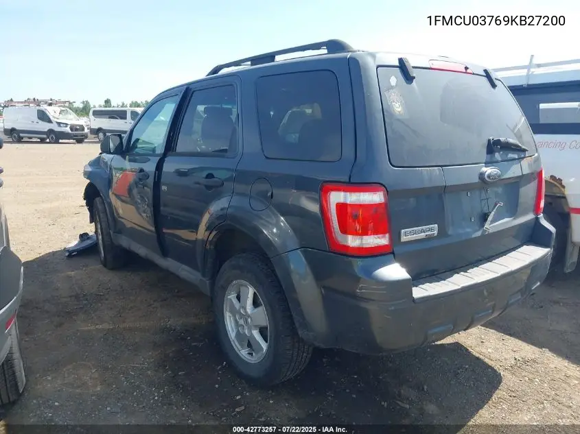 2009 Ford Escape Xlt VIN: 1FMCU03769KB27200 Lot: 42773257