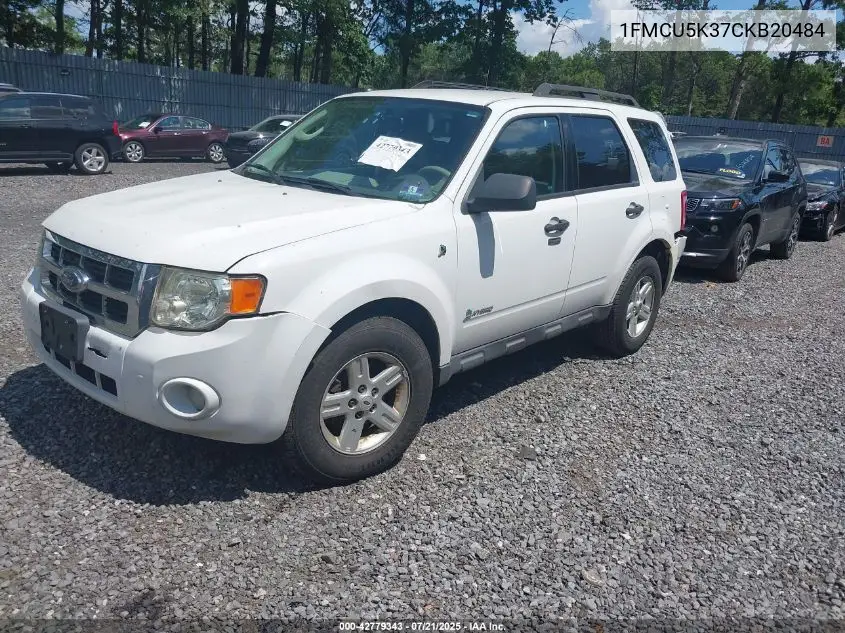 2012 Ford Escape Hybrid VIN: 1FMCU5K37CKB20484 Lot: 42779343