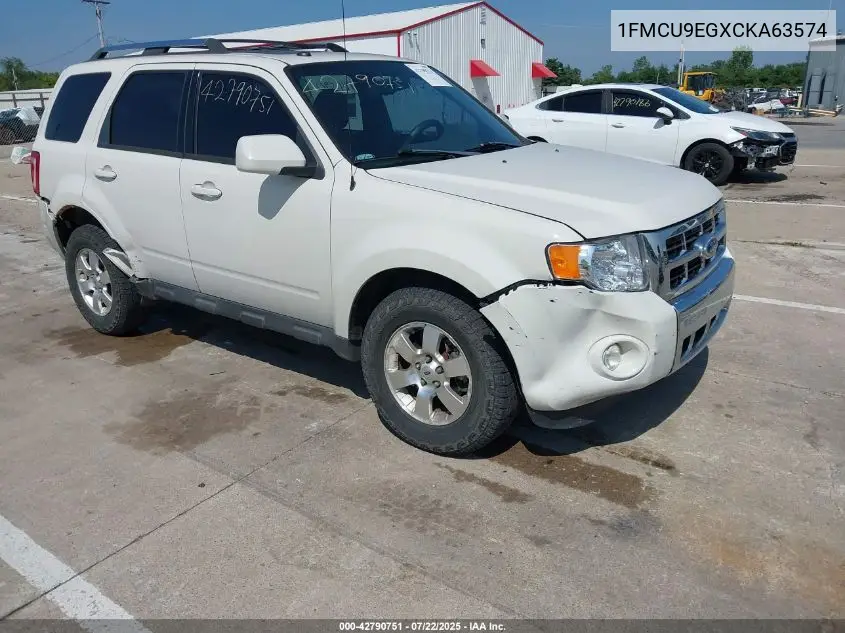 2012 Ford Escape Limited VIN: 1FMCU9EGXCKA63574 Lot: 42790751