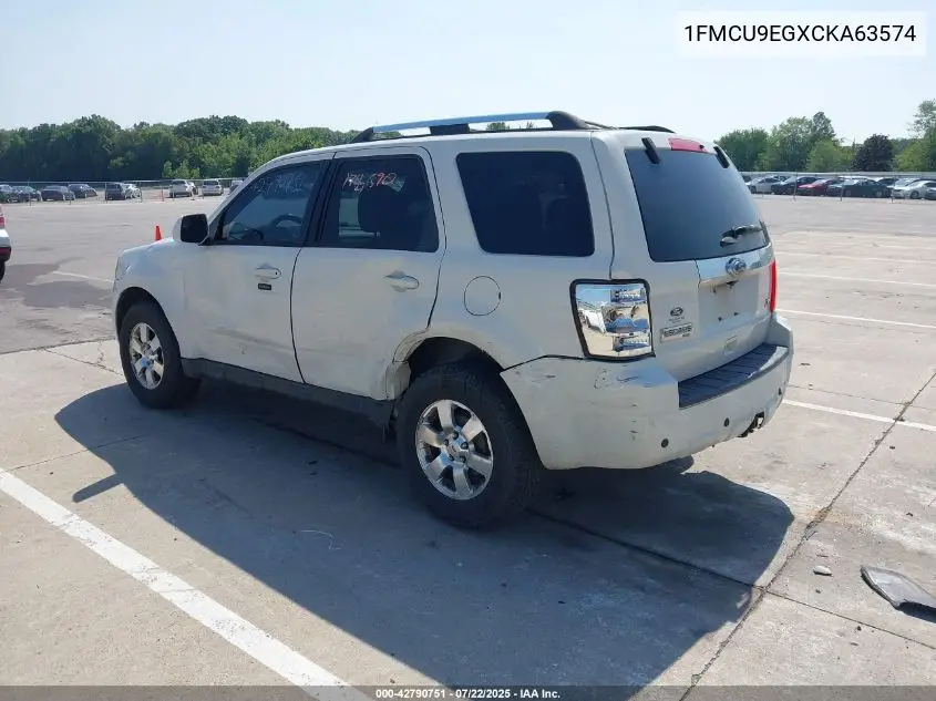 2012 Ford Escape Limited VIN: 1FMCU9EGXCKA63574 Lot: 42790751