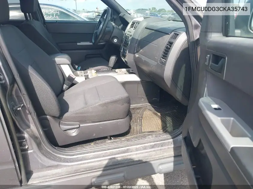 2012 Ford Escape Xlt VIN: 1FMCU0DG3CKA35743 Lot: 42801246