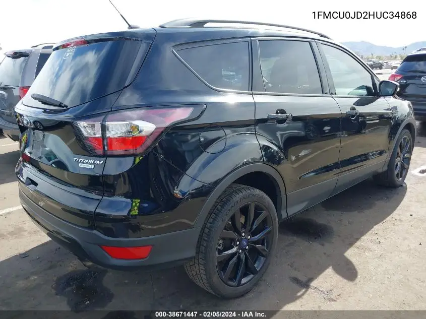 2017 Ford Escape Titanium VIN: 1FMCU0JD2HUC34868 Lot: 38671447