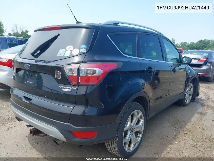 2017 Ford Escape Titanium VIN: 1FMCU9J92HUA21449 Lot: 42596840