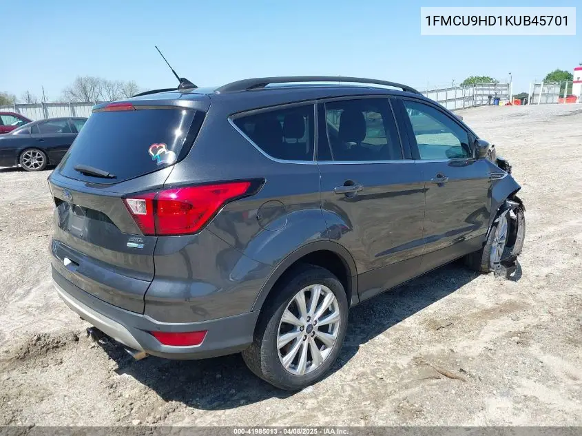 2019 Ford Escape Sel VIN: 1FMCU9HD1KUB45701 Lot: 41985013