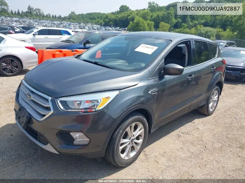 2019 Ford Escape Se VIN: 1FMCU0GD9KUA92887 Lot: 42780321