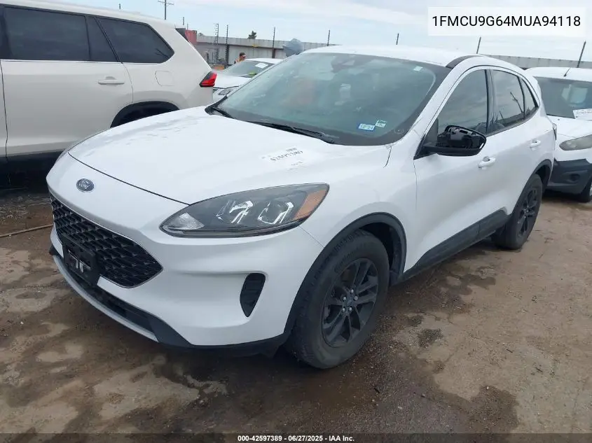 2021 Ford Escape Se VIN: 1FMCU9G64MUA94118 Lot: 42597389
