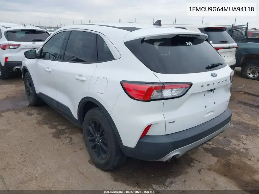 2021 Ford Escape Se VIN: 1FMCU9G64MUA94118 Lot: 42597389