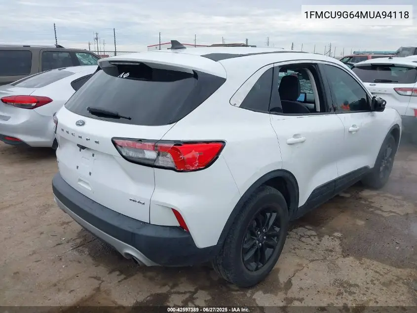2021 Ford Escape Se VIN: 1FMCU9G64MUA94118 Lot: 42597389