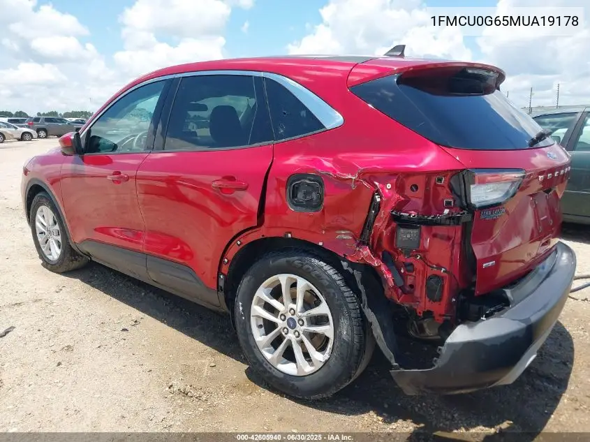2021 Ford Escape Se VIN: 1FMCU0G65MUA19178 Lot: 42605940