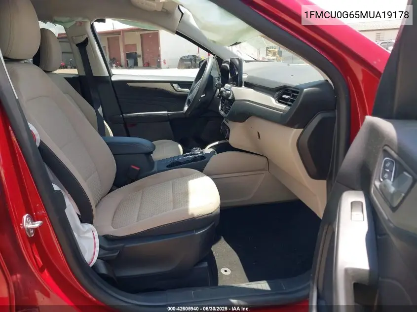 2021 Ford Escape Se VIN: 1FMCU0G65MUA19178 Lot: 42605940