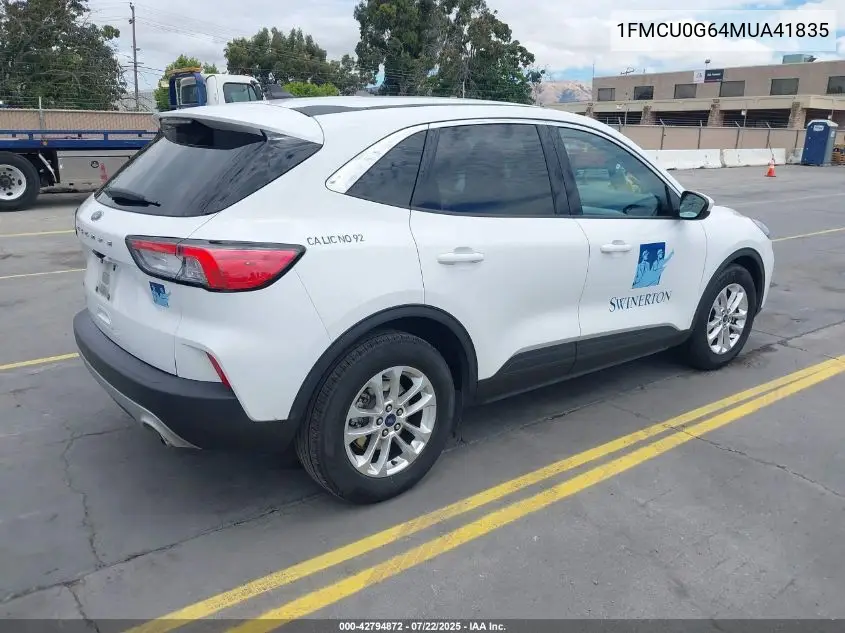 2021 Ford Escape Se VIN: 1FMCU0G64MUA41835 Lot: 42794872