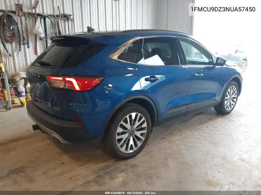 2022 Ford Escape Titanium Hybrid VIN: 1FMCU9DZ3NUA57450 Lot: 42242619